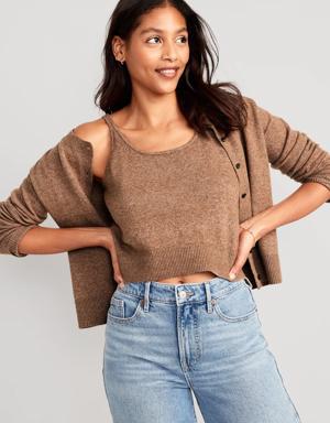 Cozy Cropped Sweater Tank Top for Women beige