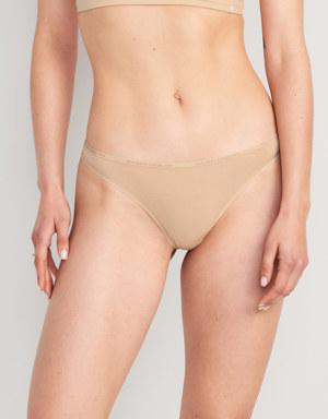 Low-Rise Logo Graphic Thong Underwear beige