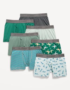 Printed Boxer-Briefs Underwear 7-Pack for Boys green