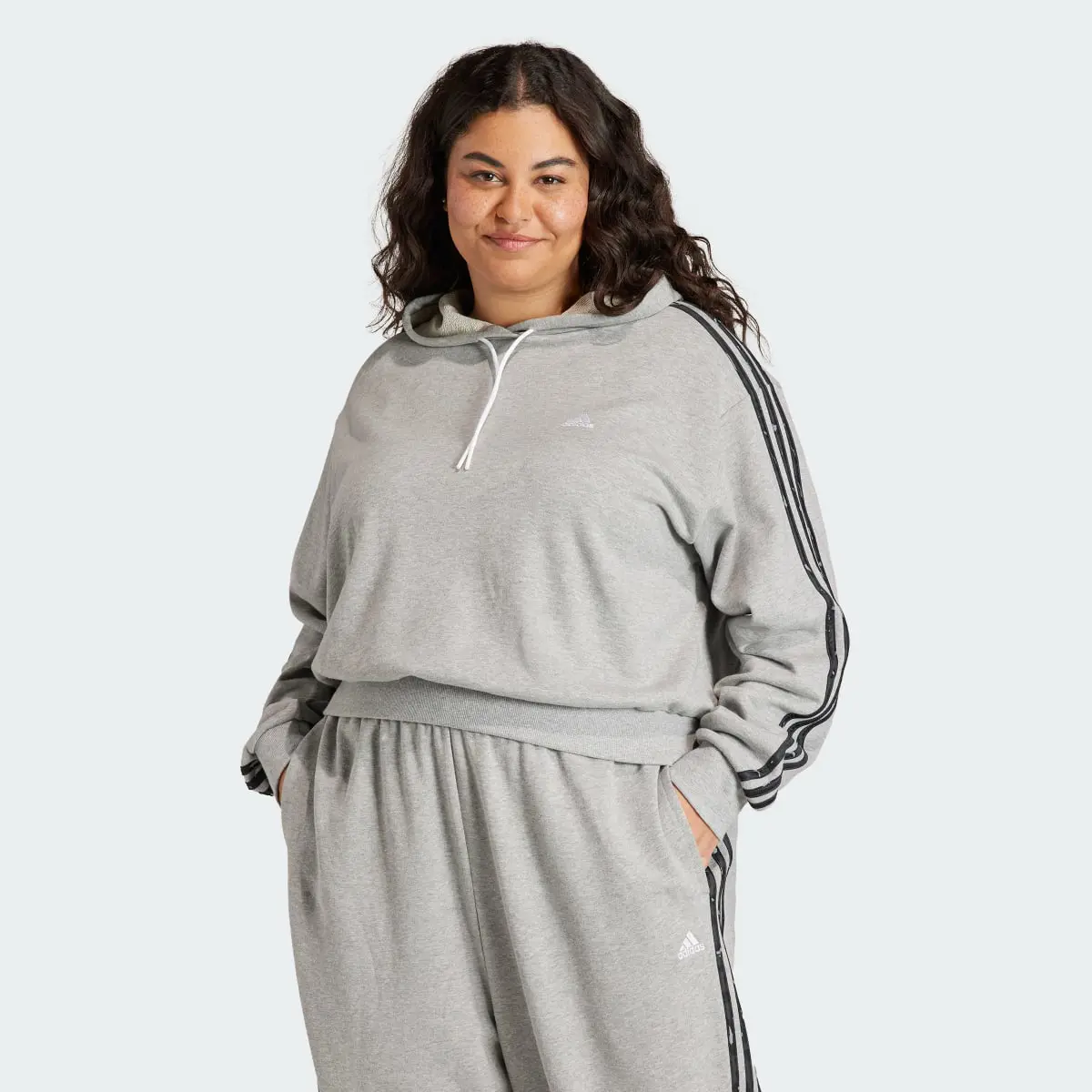 Adidas Essentials 3-Stripes Animal Print Relaxed Hoodie (Plus Size). 2