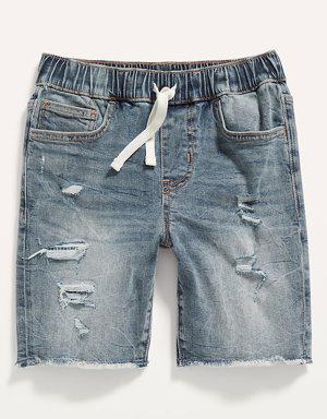 Karate Built-In Flex Max Pull-On Ripped Jean Jogger Shorts For Boys blue