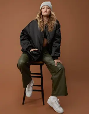 By Aerie Satin Bomber Jacket