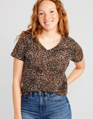 Old Navy EveryWear V-Neck Printed T-Shirt for Women brown