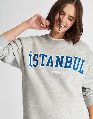 İstanbul Baskılı Gri Sweatshirt