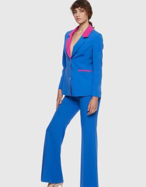 Contrast Collar Blue Suit