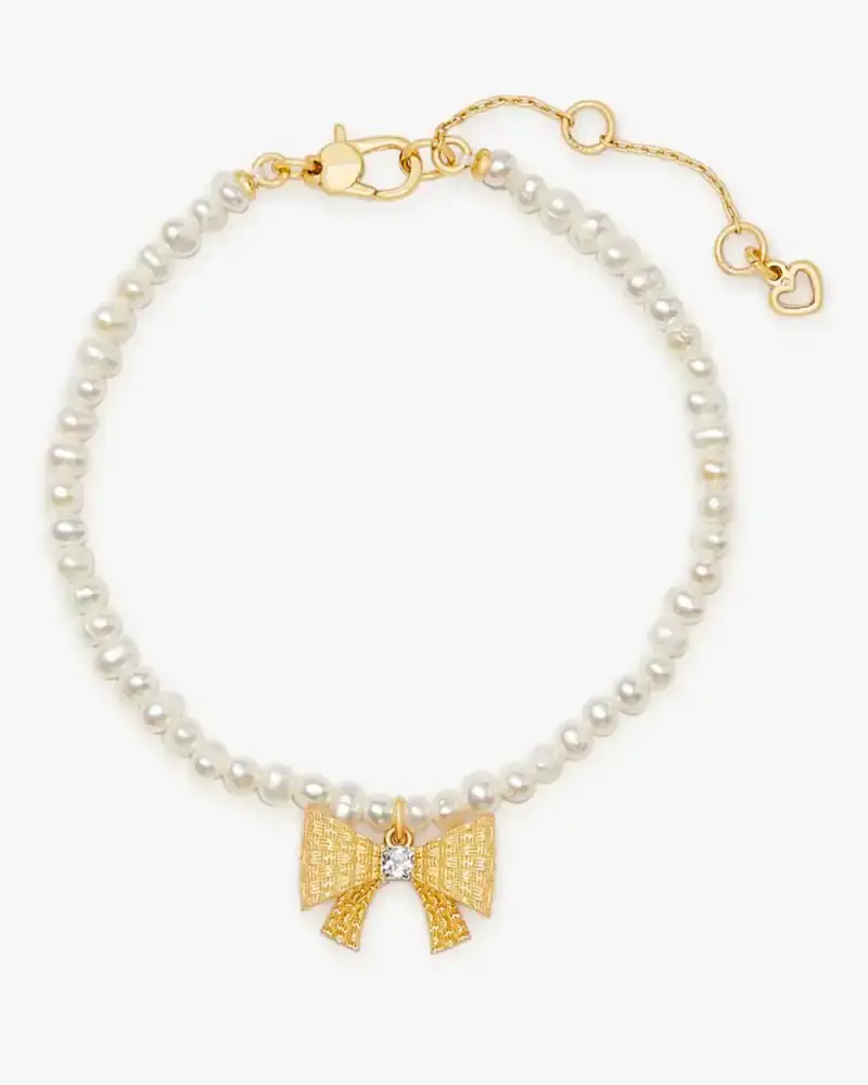 Kate Spade Wrapped In A Bow Pearl Charm Bracelet. 1