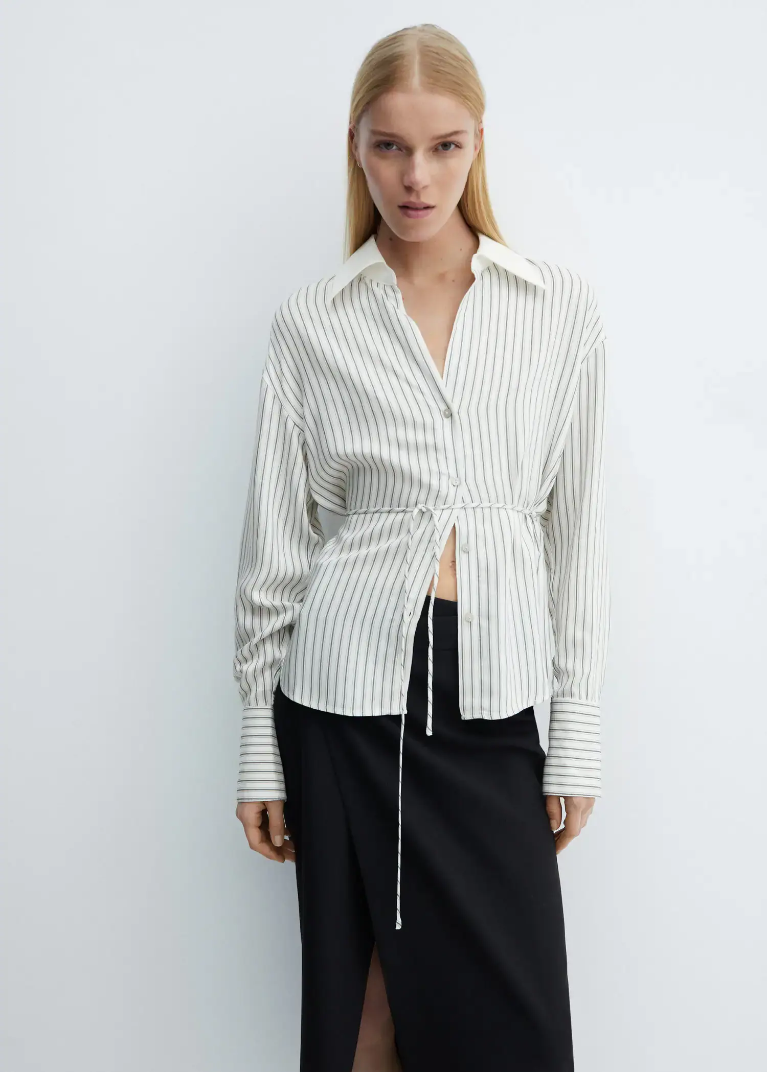 Mango Striped bow blouse. 1