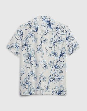 Çiçek Desenli Seersucker Gömlek