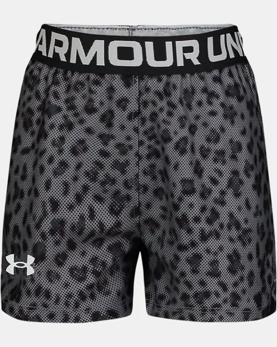 Under Armour Little Girls' UA Play Up Spotted Halftone Shorts. 1