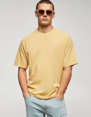 Mango Textured cotton-linen t-shirt