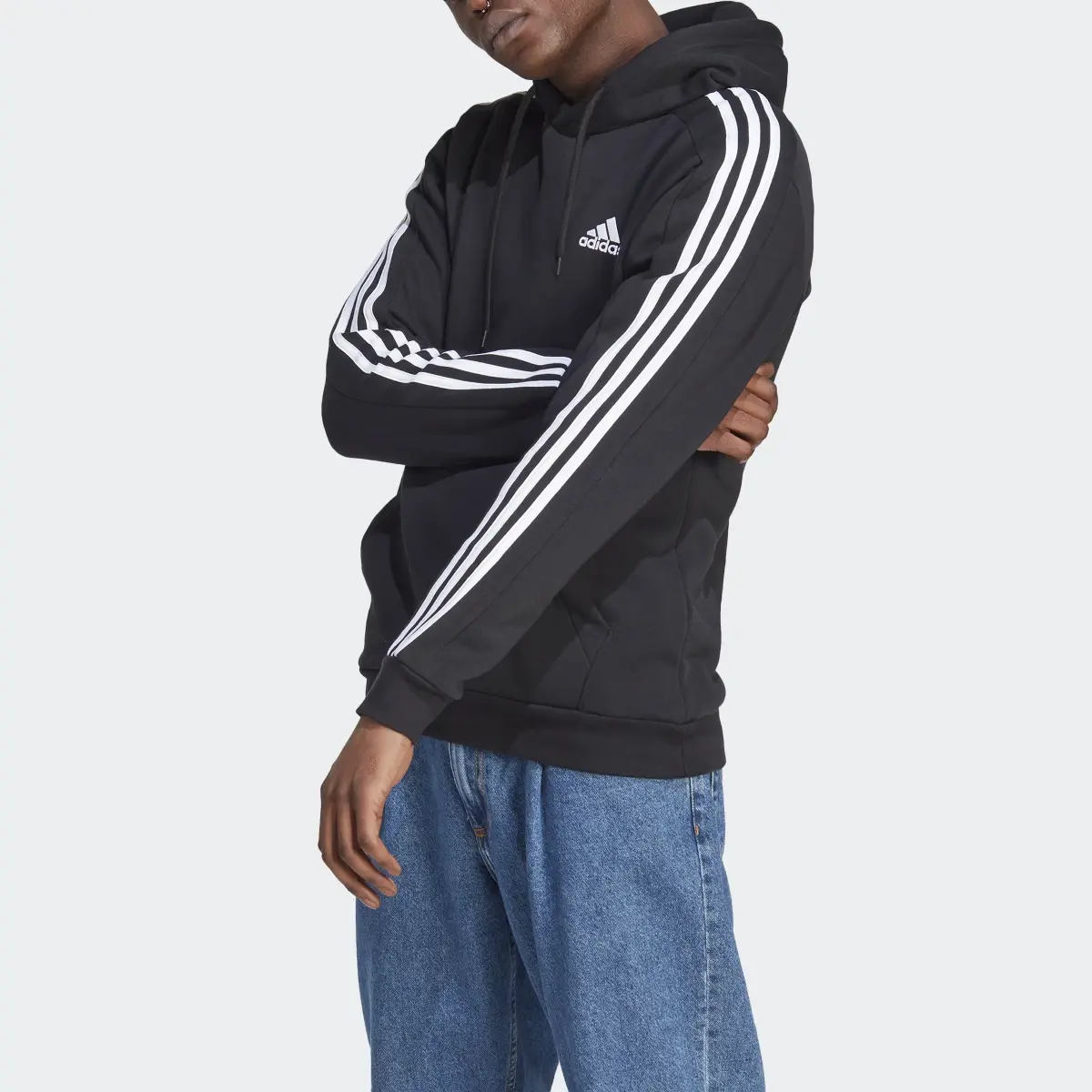 Adidas Sweat-shirt à capuche en molleton à 3 bandes Essentials. 1