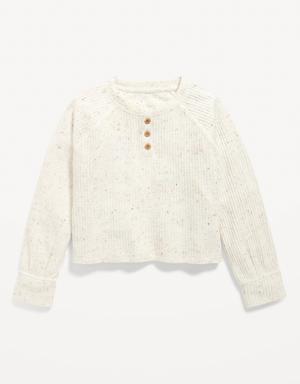 Cozy Textured Thermal-Knit Henley Top for Girls multi