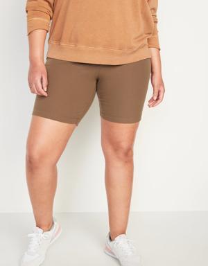 Old Navy High-Waisted Rib-Knit Biker Shorts for Women -- 8-inch inseam brown