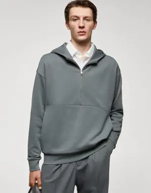 Oversized cotton sweatshirt with zip