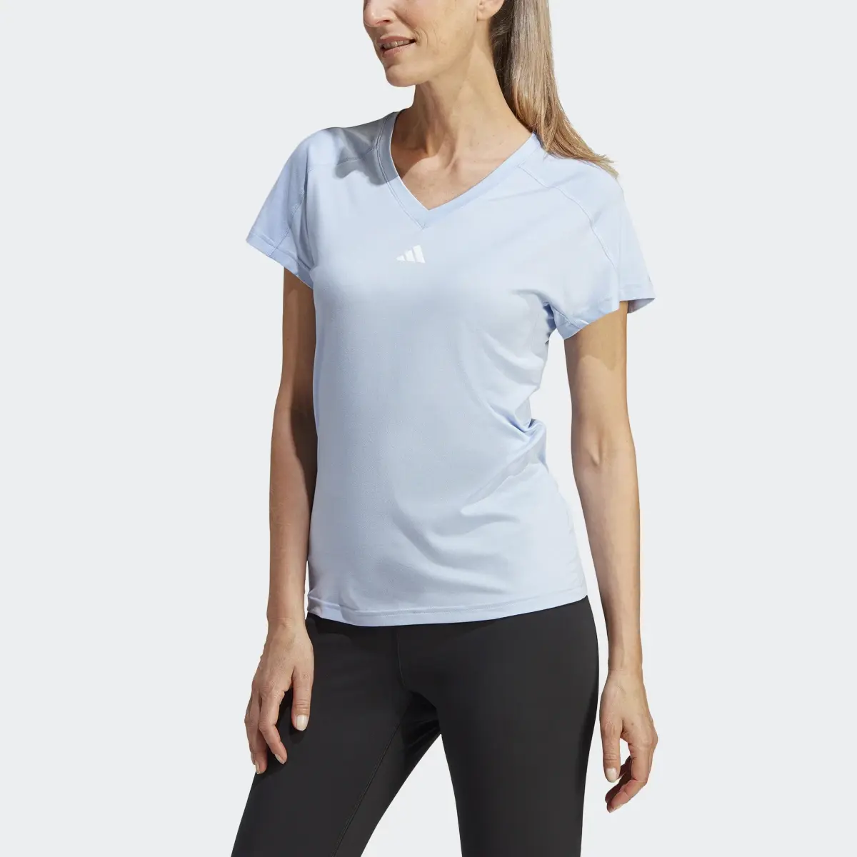 Adidas AEROREADY Train Essentials Minimal Branding V-Neck Tee. 1