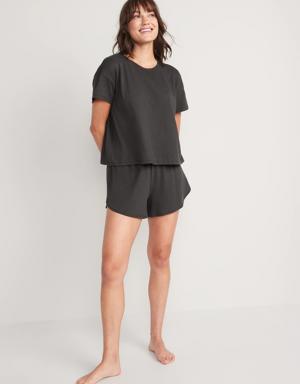 Old Navy Sunday Sleep Pajama T-Shirt & Shorts Set for Women black