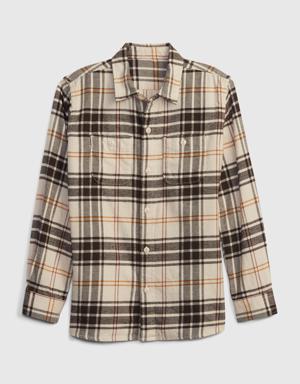 Kids Organic Cotton Flannel Shirt brown