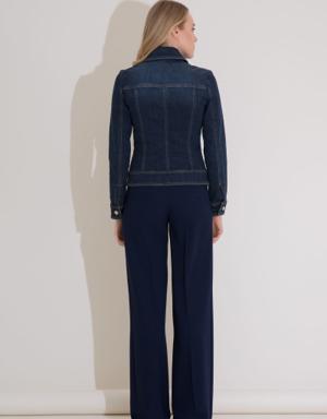 Navy Blue Jean Jacket with Rigging Detailed Rope Accessory