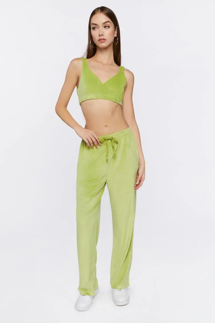 Forever 21 Forever 21 Crop Top &amp; Drawstring Pants Set Lime. 1