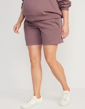 Maternity Rollover-Panel Sweat Shorts -- 6-inch inseam multi