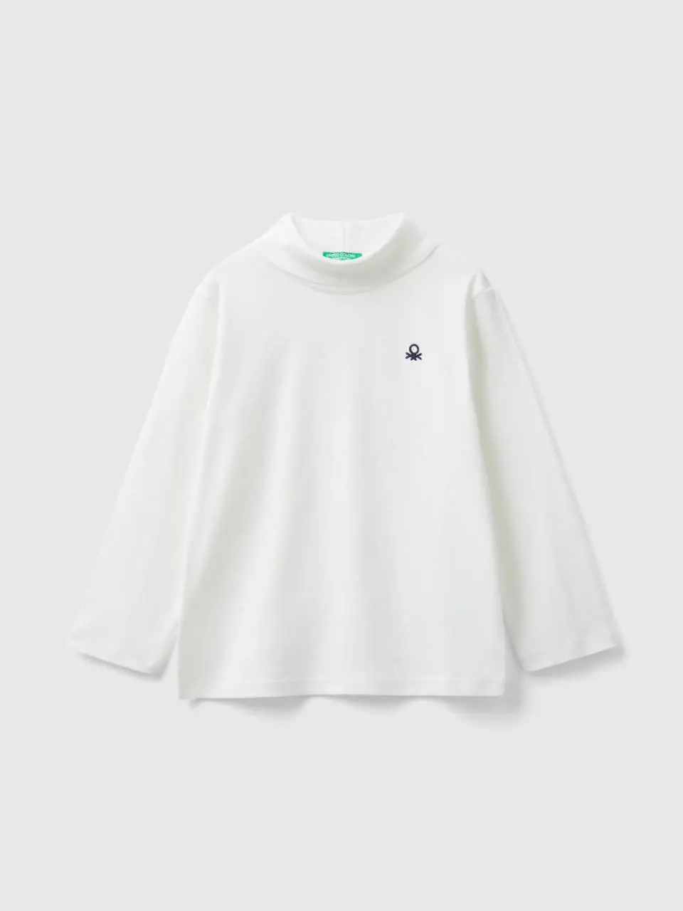 Benetton turtleneck t-shirt in warm organic cotton. 1