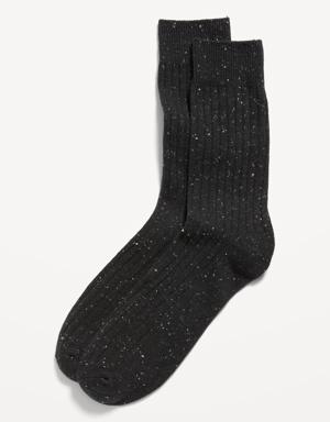 Rib-Knit Speckled-Yarn Socks for Men black