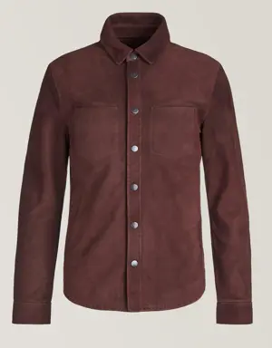 Snap Button Suede Shirt Jacket