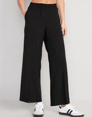 Old Navy High-Waisted StretchTech Split-Front Wide-Leg Pants for Women black