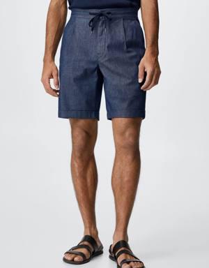 Denim bermuda shorts with drawstring