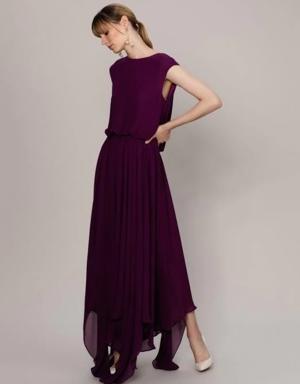 Flowing Purple Cap Sleeve Gown