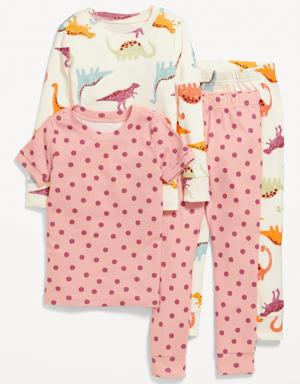Unisex 4-Piece Printed Pajama Set for Toddler & Baby green