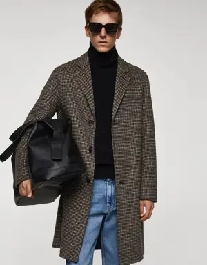 Wool-blend micro-houndstooth coat