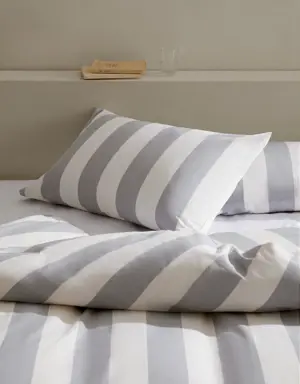Contrast striped cotton duvet cover Superking bed