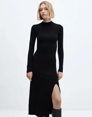 Mango Knitted dress with side slit 