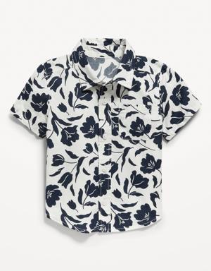 Short-Sleeve Printed Poplin Shirt for Toddler Boys blue