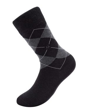 Baklava Desenli Antrasit Pamuk İkili Çorap Seti
