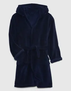 Kids Recycled Fuzzy Robe blue