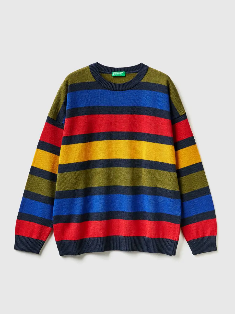 Benetton striped sweater in wool and cotton blend. 1