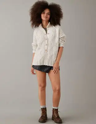 American Eagle Oversized Cable-Knit Sweater. 1