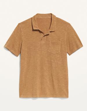 Vintage Garment-Dyed Slub-Knit Polo Shirt for Men brown