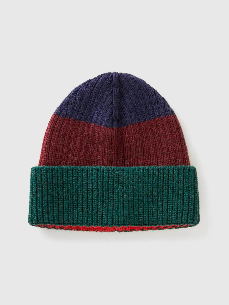 Benetton striped cap in pure shetland wool. 1