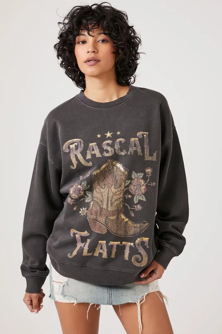 Forever 21 Forever 21 Rascal Flatts Graphic Pullover Charcoal/Multi. 1