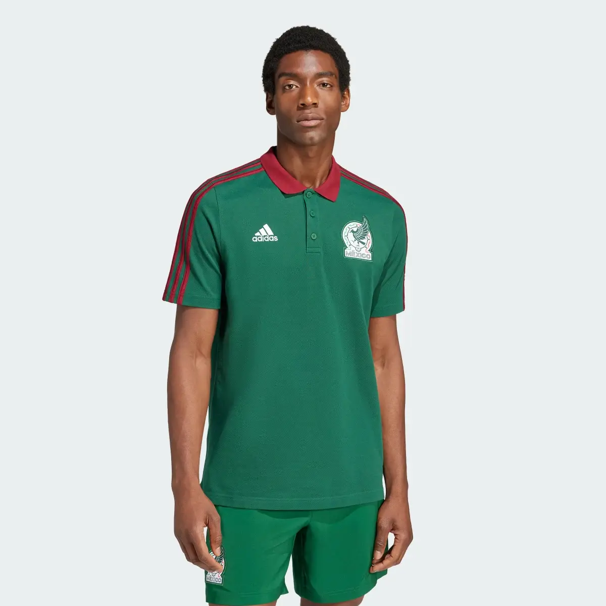 Adidas Playera Polo ADN 3 Franjas Selección Nacional de México. 2