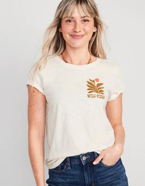 EveryWear Slub-Knit Holiday Graphic T-Shirt for Women white