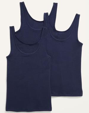 Slim-Fit Rib-Knit Tank Top 3-Pack for Women blue