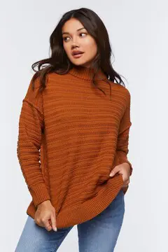 Forever 21 Forever 21 Ribbed Mock Neck Sweater Top Ginger. 2