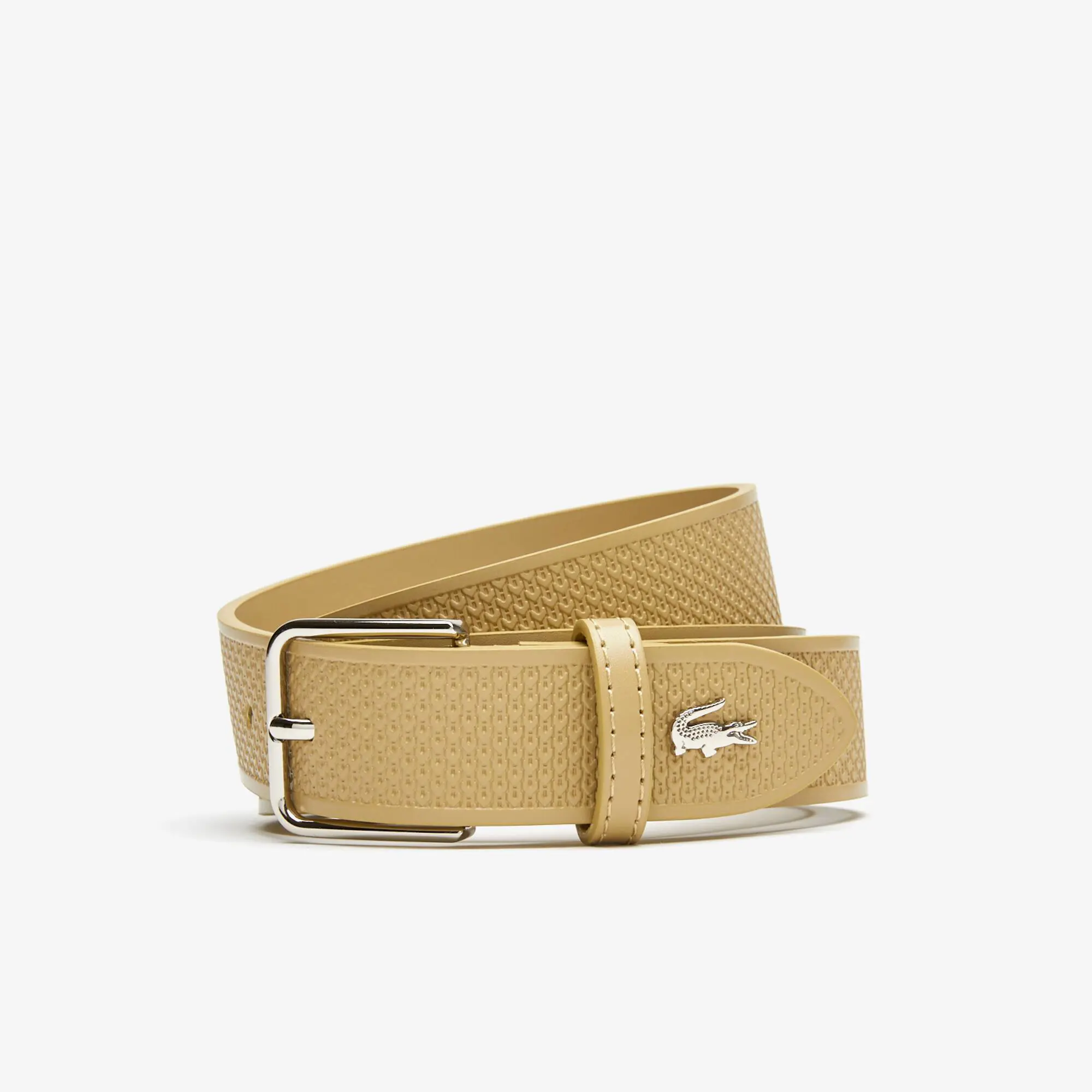 Lacoste Men's Metal Crocodile Stitched Leather Belt. 1