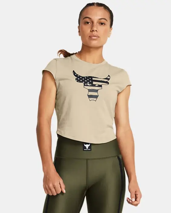 Under Armour Women's Project Rock Veterans Day Cap T-Shirt. 1