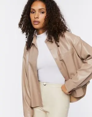 Forever 21 Oversized Faux Leather Shirt Goat