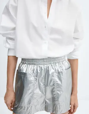 Metallic shorts with elastic waist